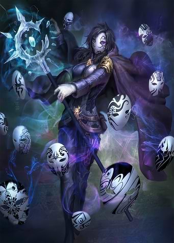 Masked Mage with Floating Masks