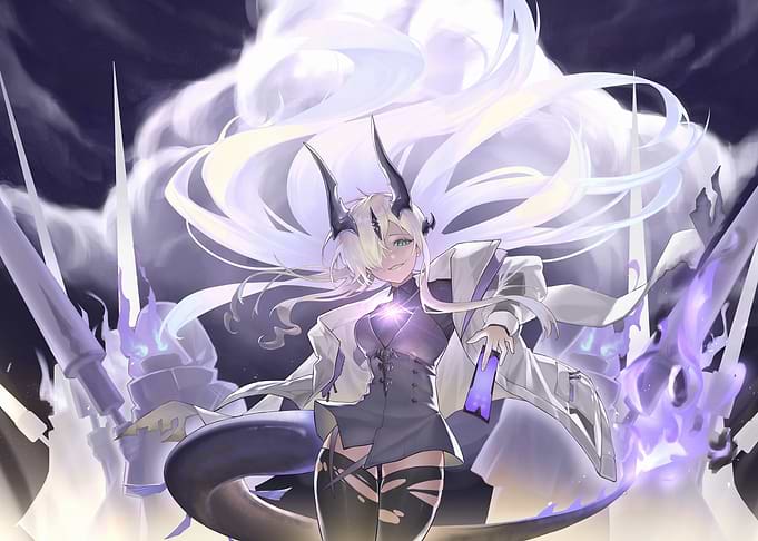 Anime Girl with Horns and Swords
