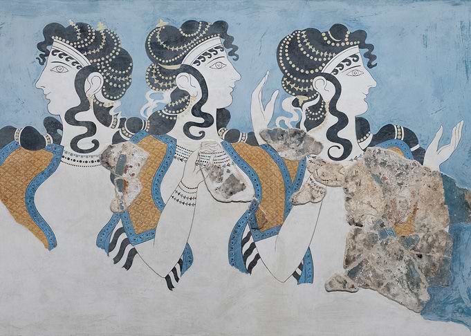 Minoan Ladies in Blue Fresco