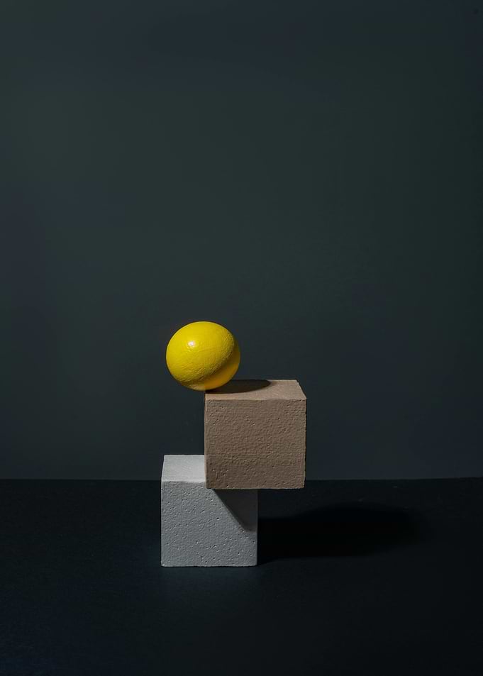 Lemon on Stacked Cubes Still Life