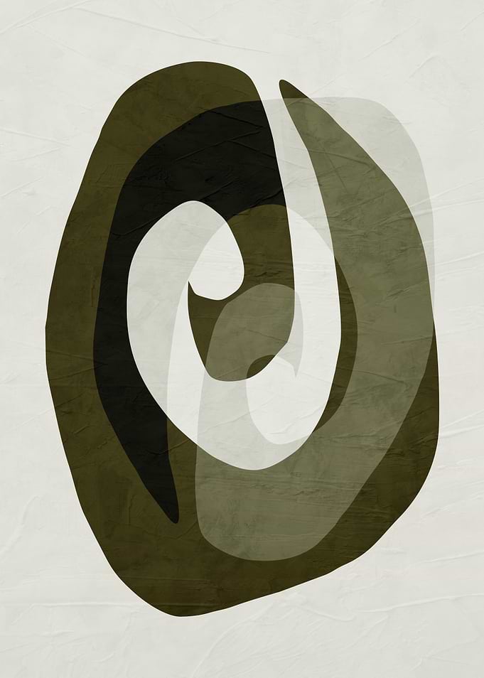 Abstract Olive Green Swirl Art