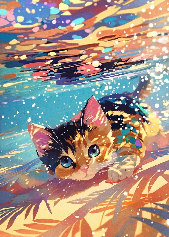 Calico Kitten in Sunlight Digital Art