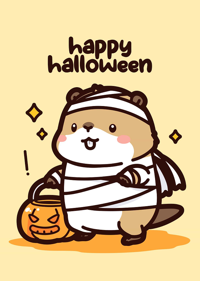 Cute Halloween Mummy Hamster Illustration
