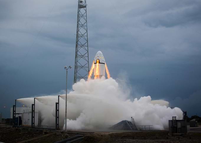 Spacecraft Launching with Smoke and Fire