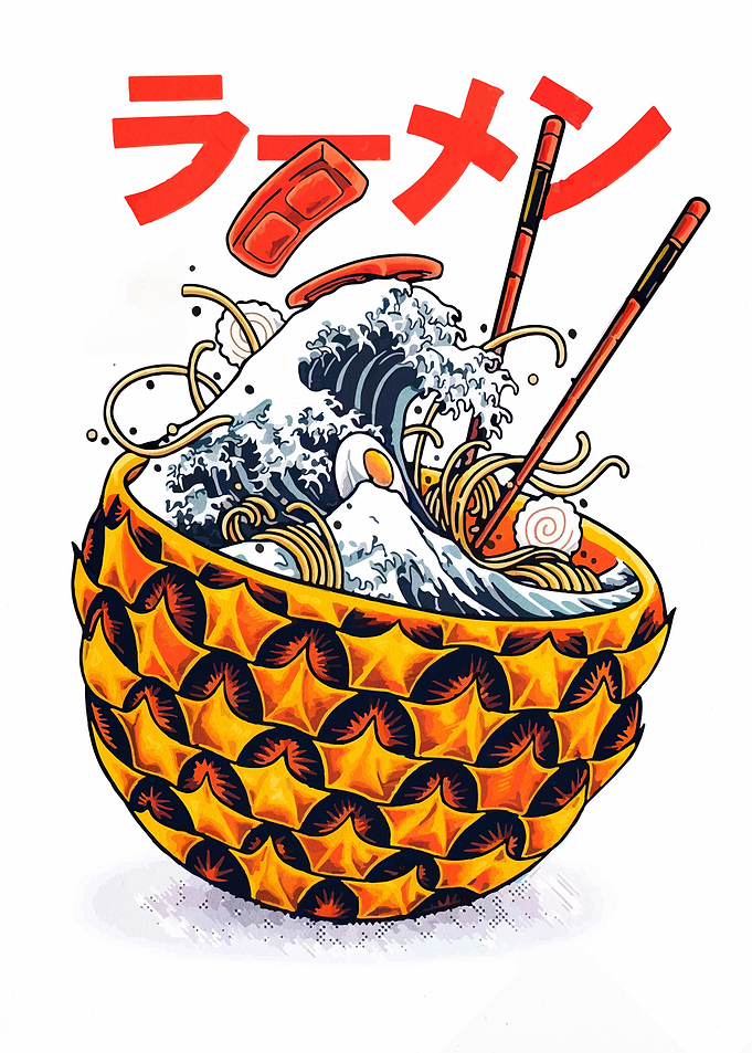 Pineapple Ramen Bowl with Great Wave