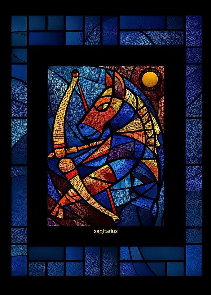 Sagittarius Zodiac Sign Stained Glass Art