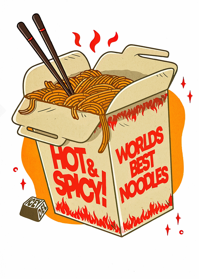 Hot and Spicy Noodles Illustration