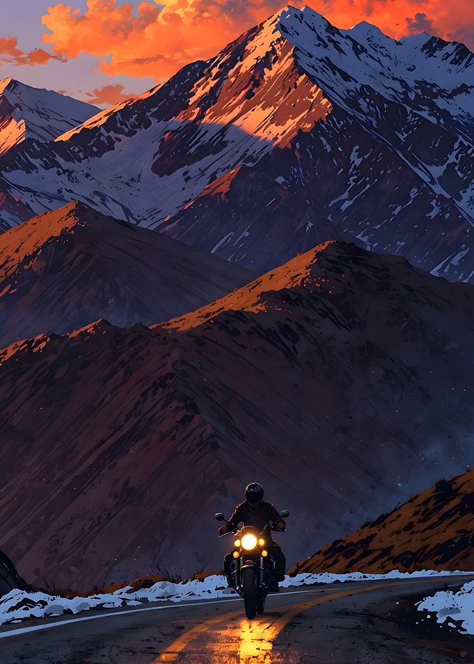 Motorcycle ride through the mountains