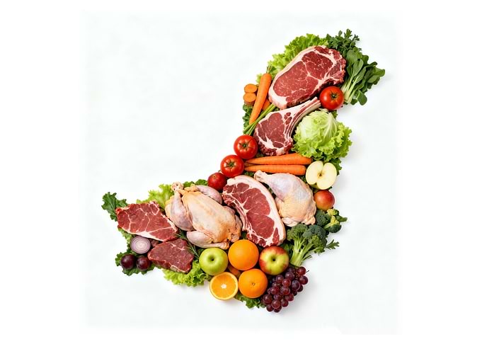 Meat and Produce Still Life