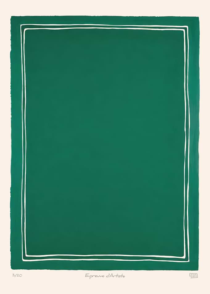 Green field with white border art print