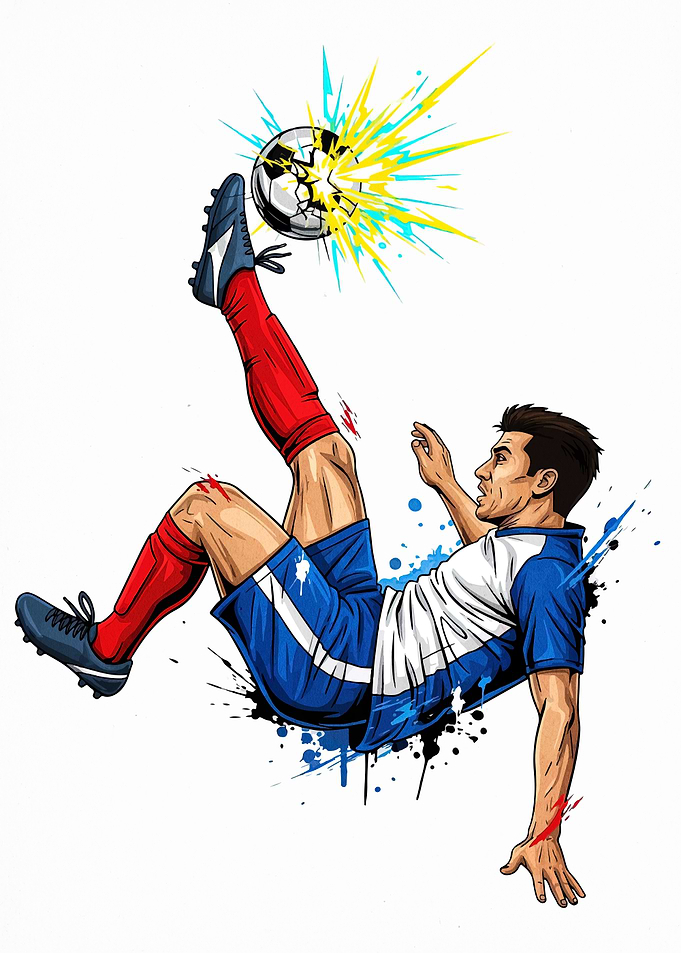 Soccer Player Bicycle Kick Illustration