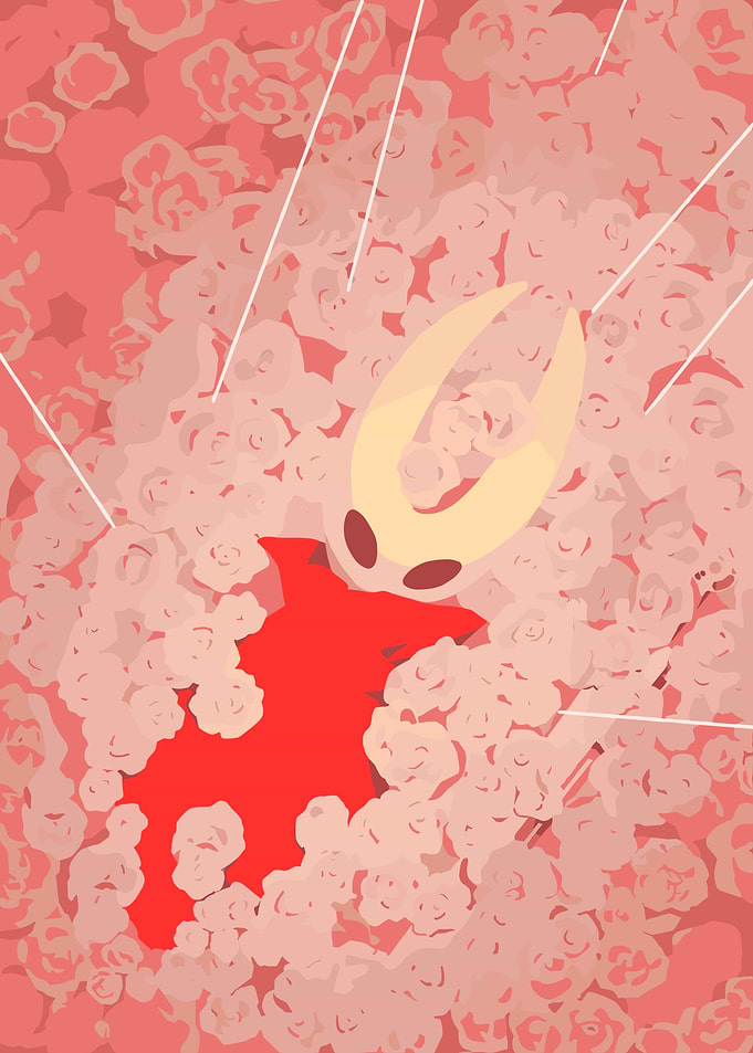 Hornet from Hollow Knight in Flowers