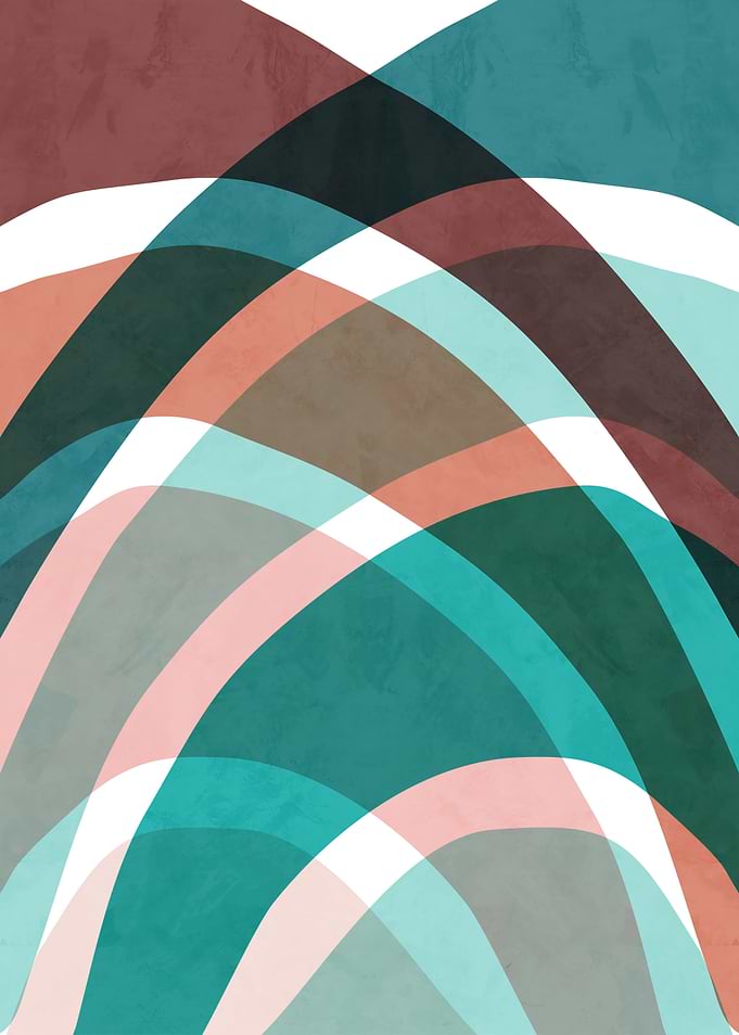 Abstract Arches in Teal and Brown