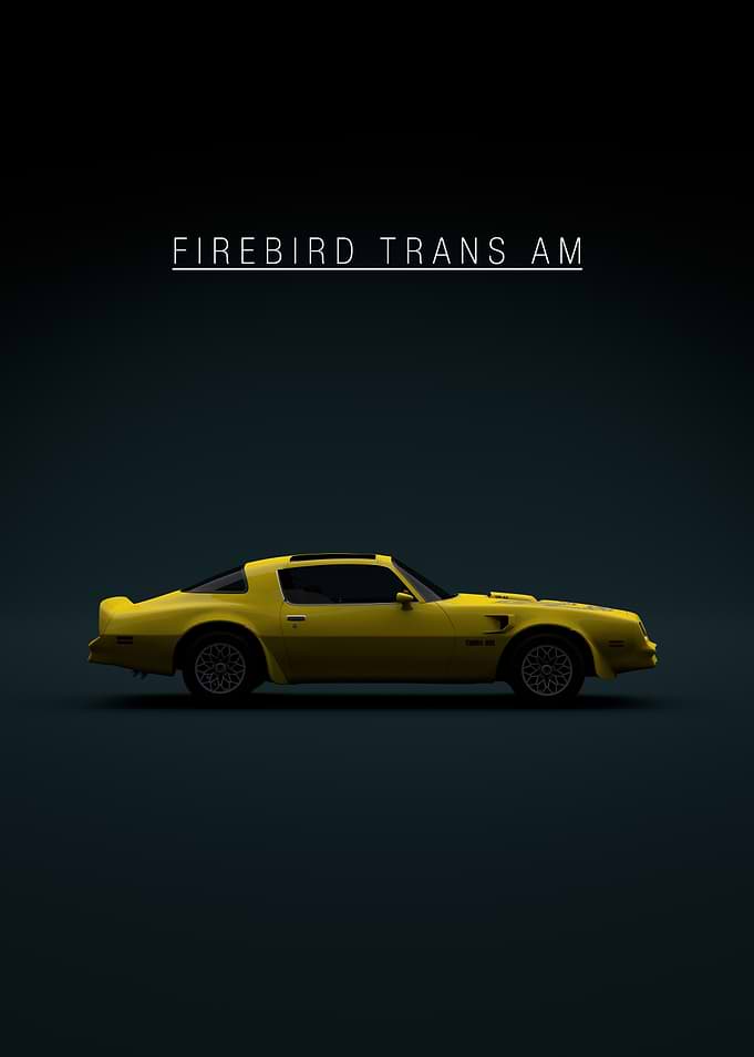 Yellow Firebird Trans Am Car Poster