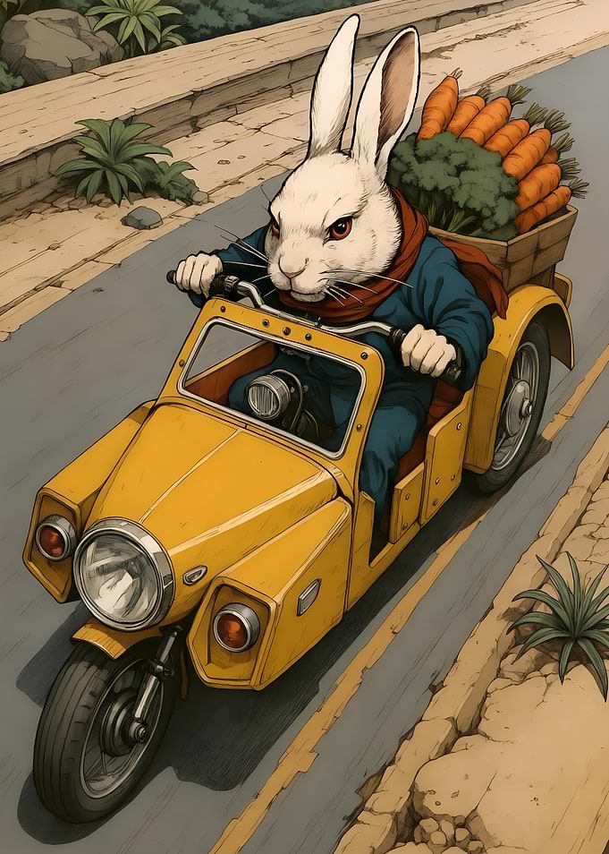 Abstract Fantasy #119 - Rabbit on a Yellow Three-Wheeler