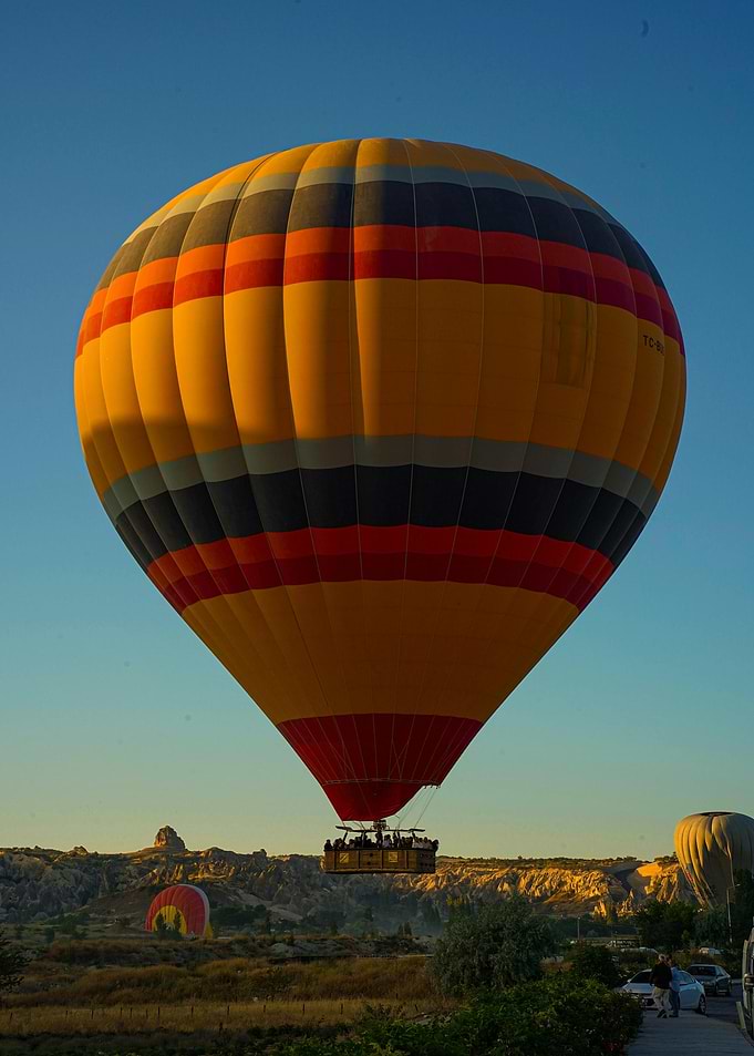 Hot Air Balloon over Cappadocia Landscape