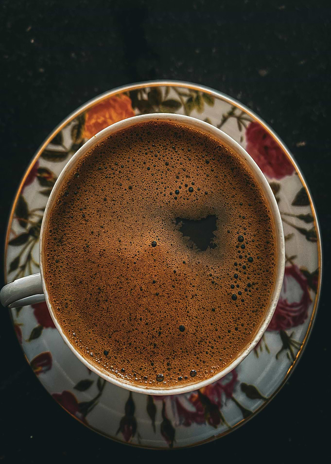 Coffee Cup with Floral Saucer
