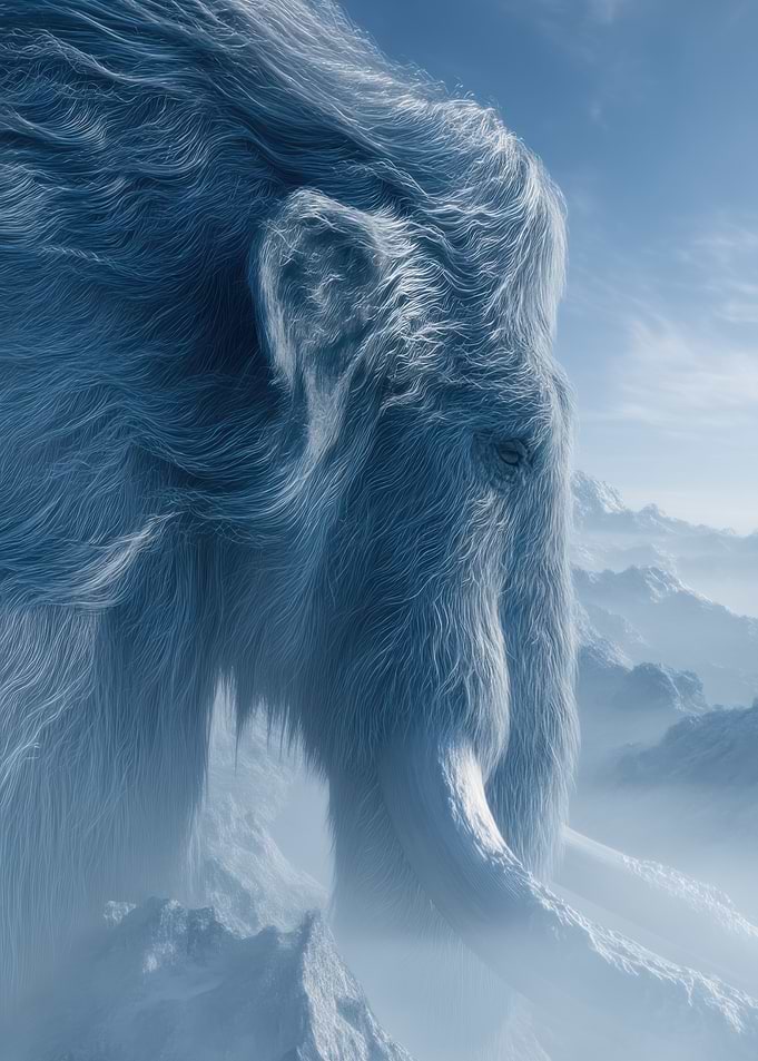 Woolly Mammoth in Snowy Mountains