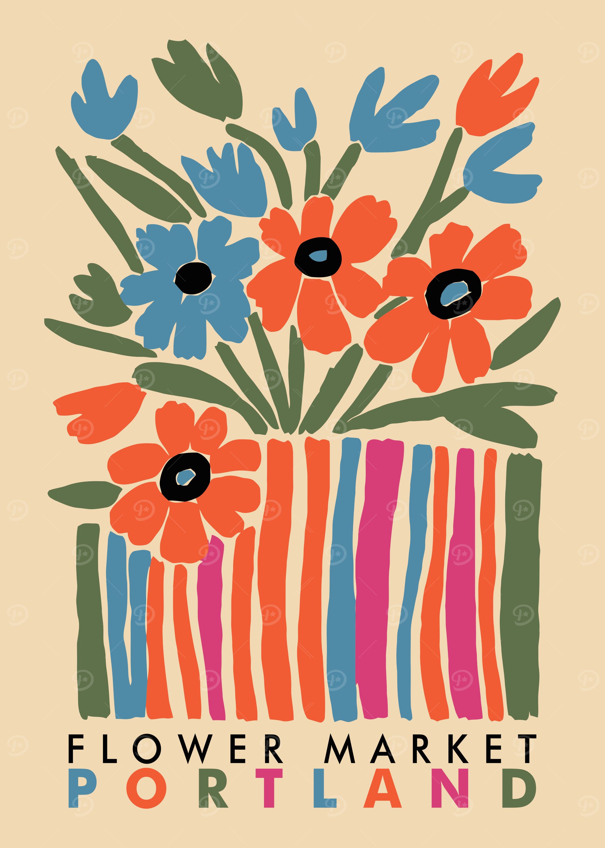 Flower Market Portland Art Print