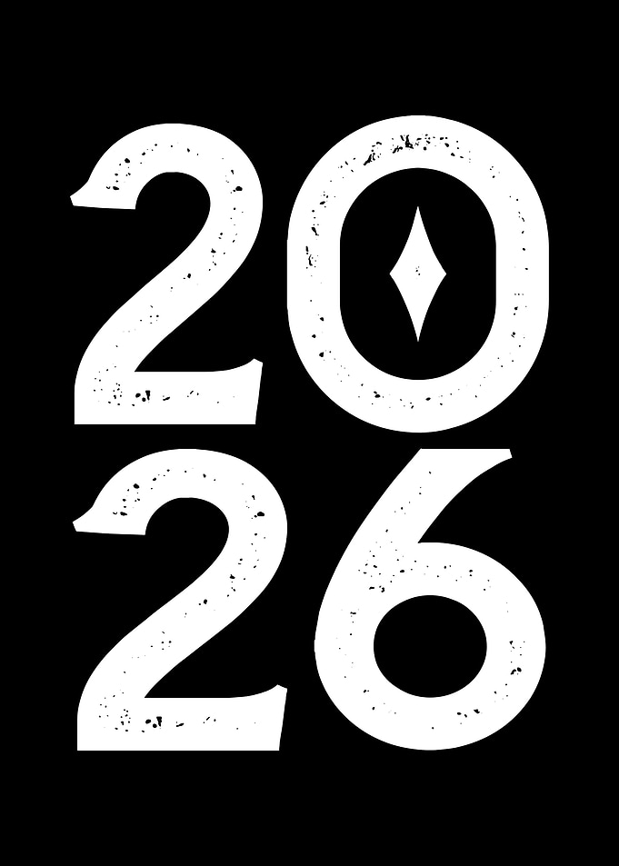 2026 White Text on Black Background