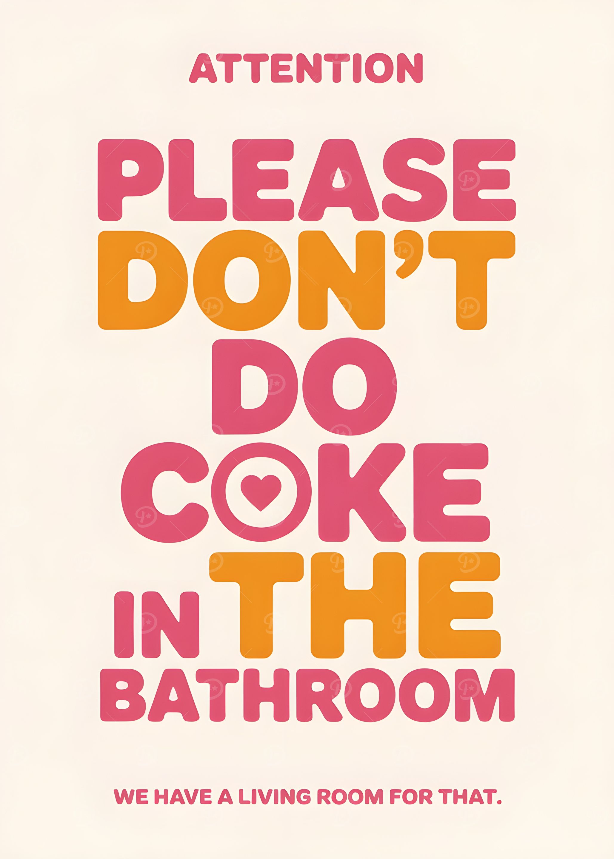 Humorous Bathroom Sign: Coke in Living Room