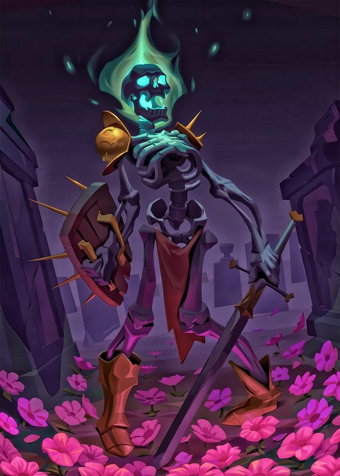 Undead Warrior in Floral Graveyard