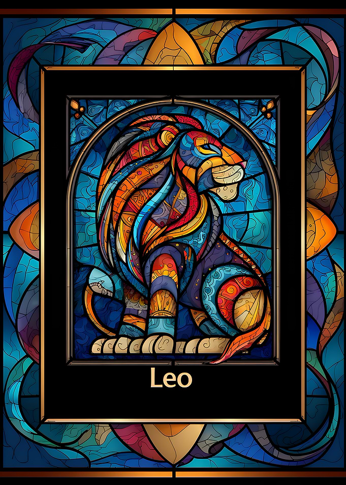 Leo Zodiac Sign Stained Glass Art