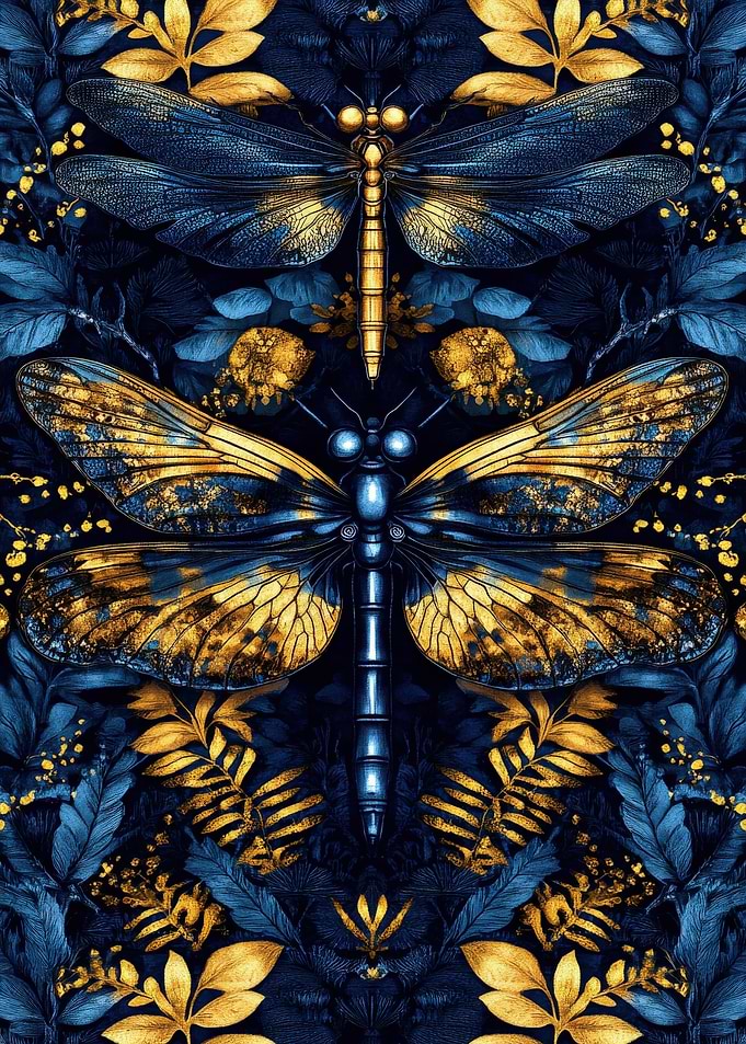 Dragonfly and Floral Pattern