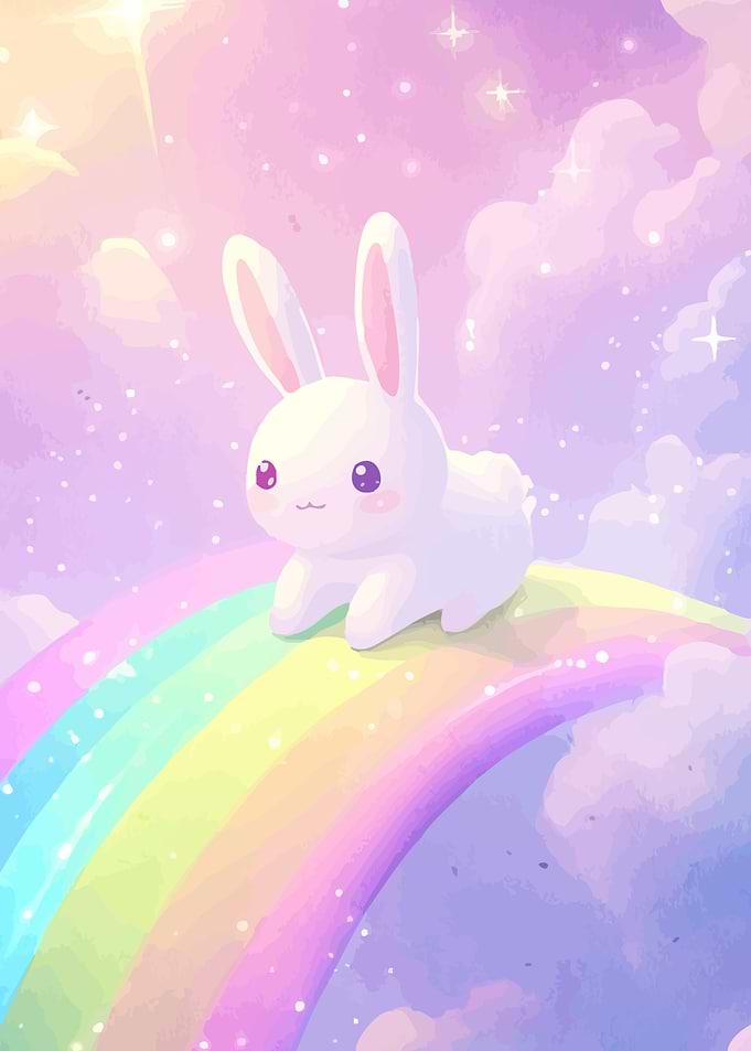 Bunny Rainbow Pastel Sky