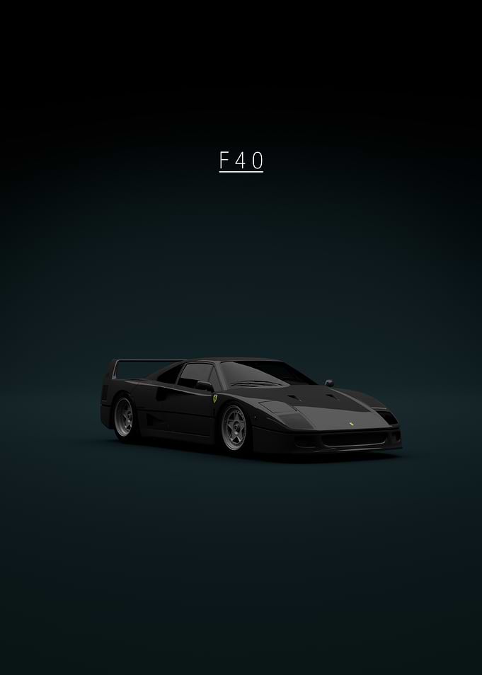 Black Ferrari F40 Car Illustration