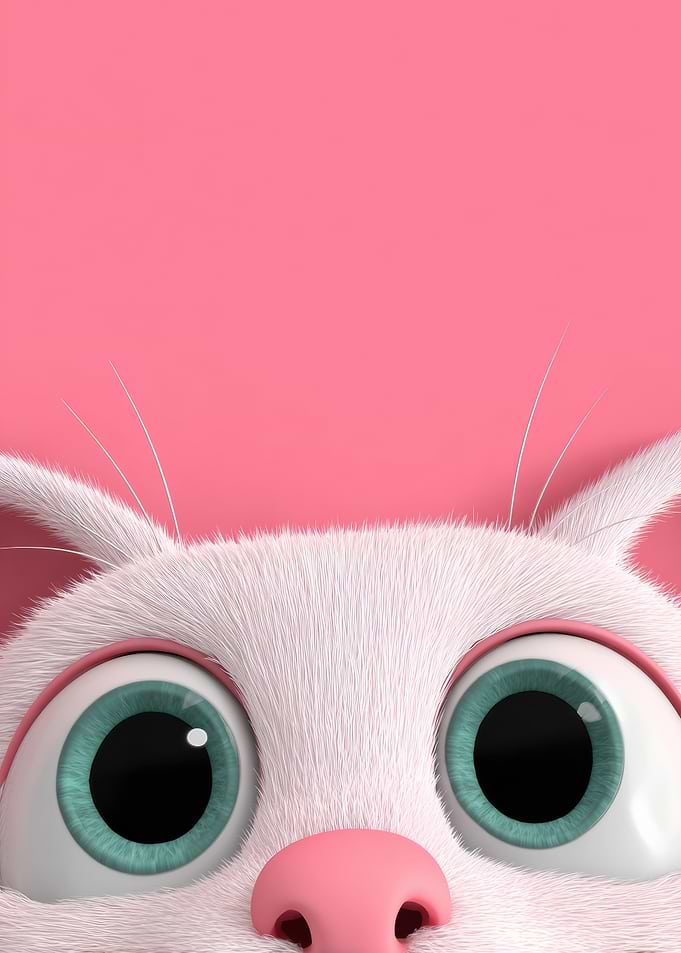 Cartoon Cat Peeking Over Edge
