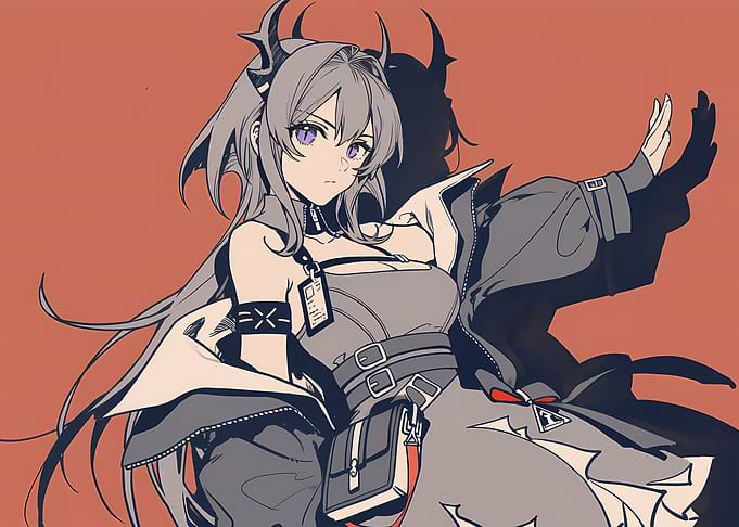Anime Girl with Horns and Magic