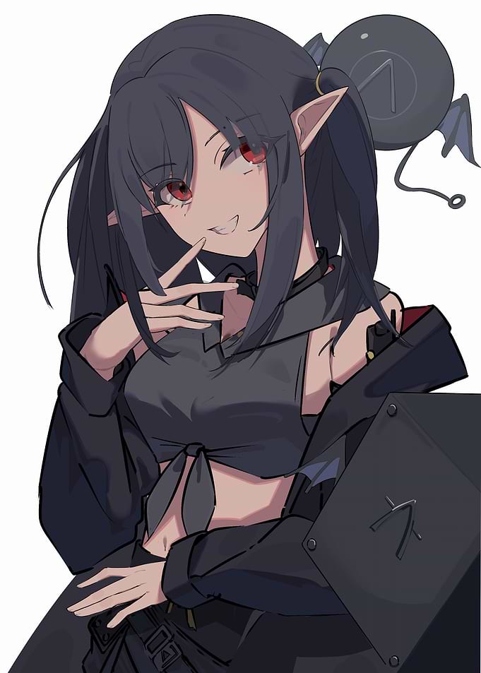Anime Girl with Red Eyes and Elf Ears