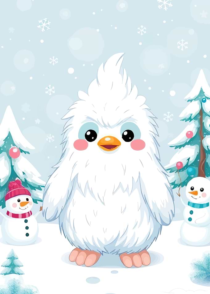 Cute Winter Yeti Snowmen