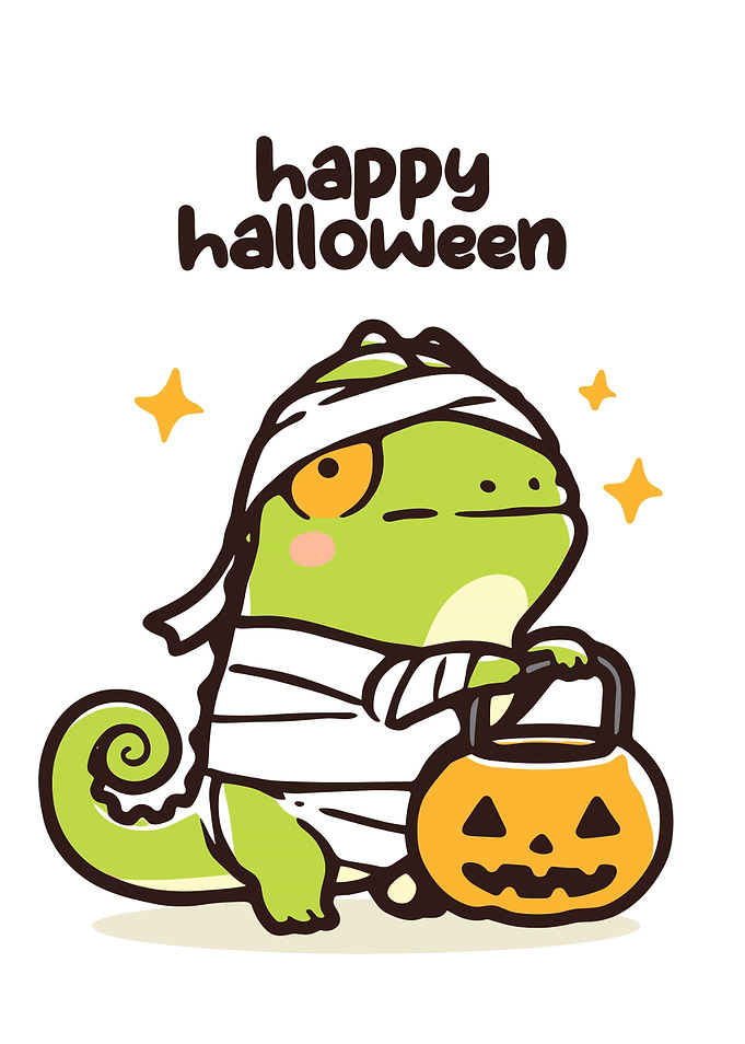 Cute Halloween Mummy Lizard Illustration