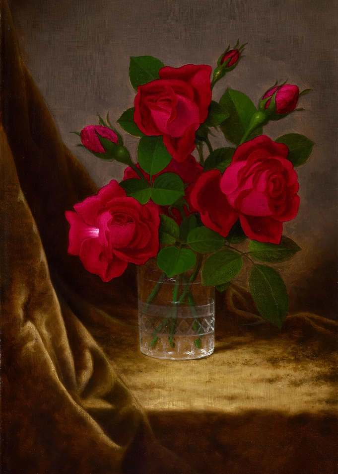 Red Roses in Glass Still Life