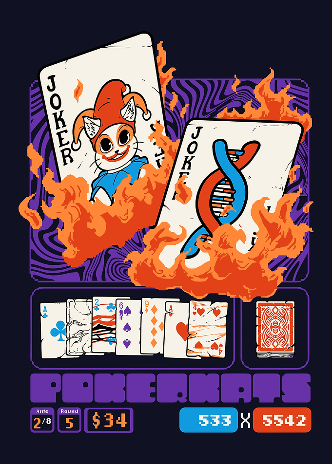 Poker Kats Playing Cards with Fire
