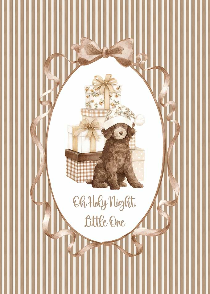 Christmas Poodle with Gifts Illustration