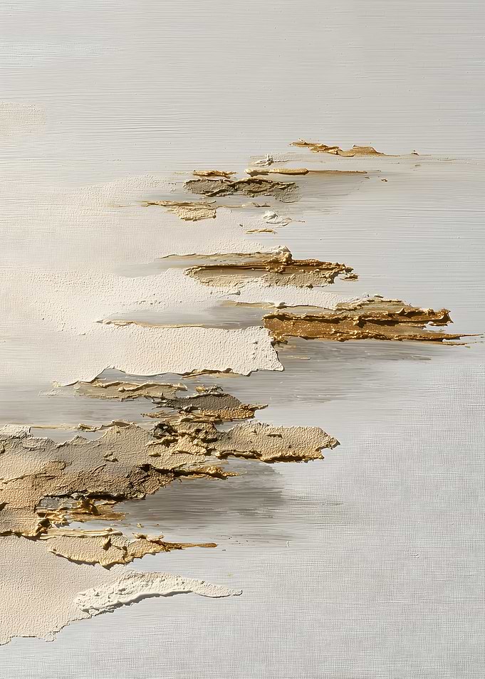 Abstract Gold and White Textured Painting