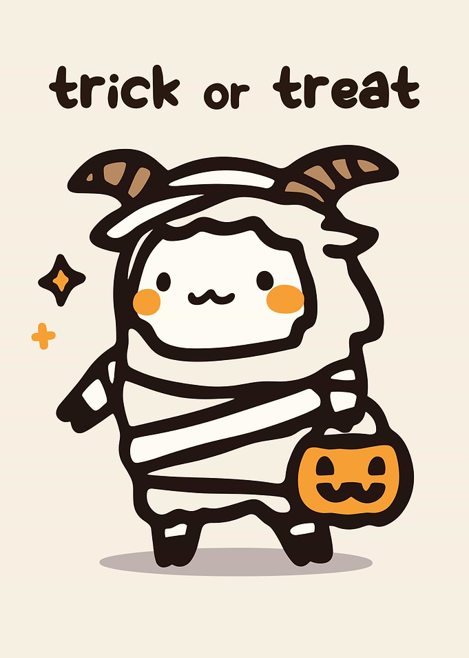 Cute Halloween Goat Mummy Illustration