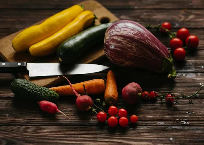 Fresh Vegetables on Wooden Table