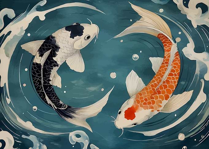 Koi Fish Watercolor Painting
