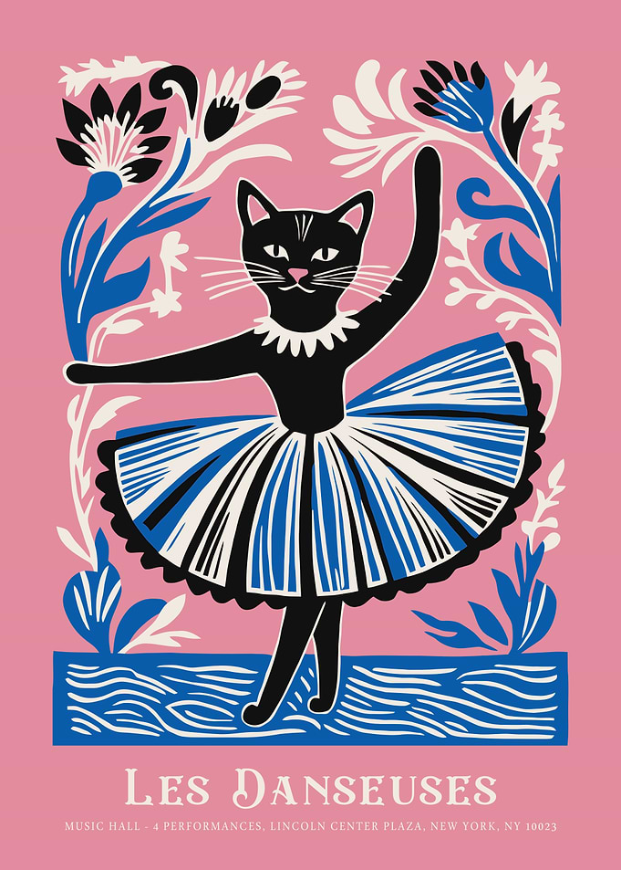 Les Danseuses: Ballerina Cat Art Print