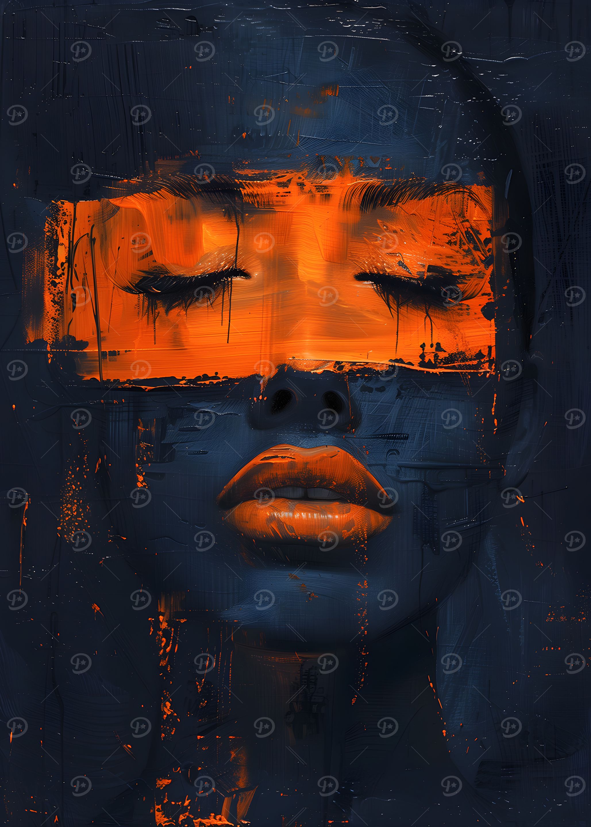 Abstract Portrait: Orange and Blue