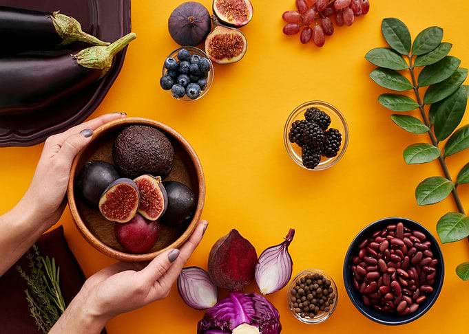 Fresh Fruits and Vegetables Still Life