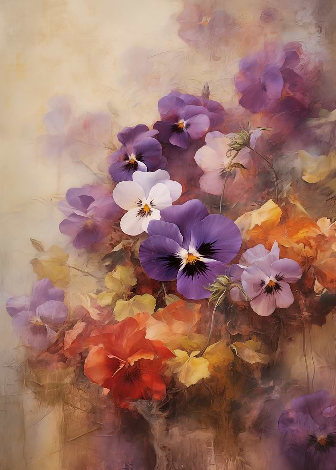 Floral Painting with Pansies