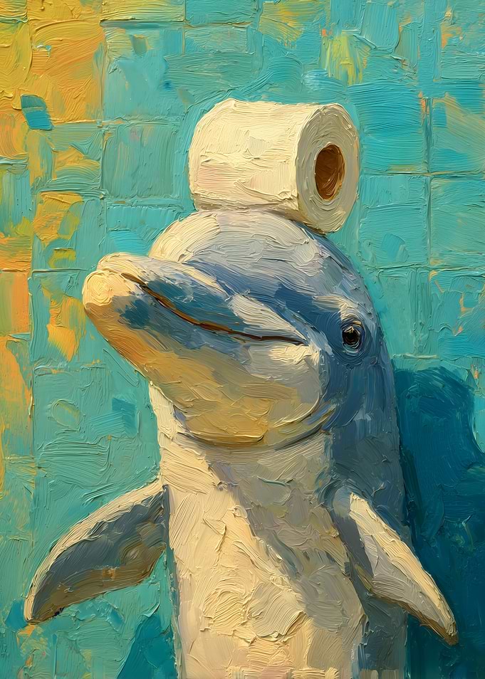 Dolphin with Toilet Paper Painting