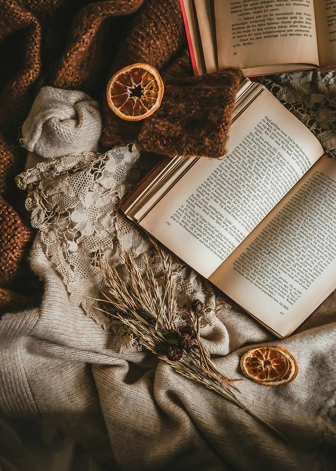 Cozy Reading Still Life with Warm Tones