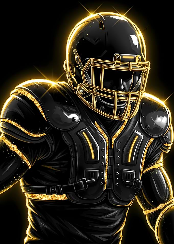 Black and Gold Football Player Illustration