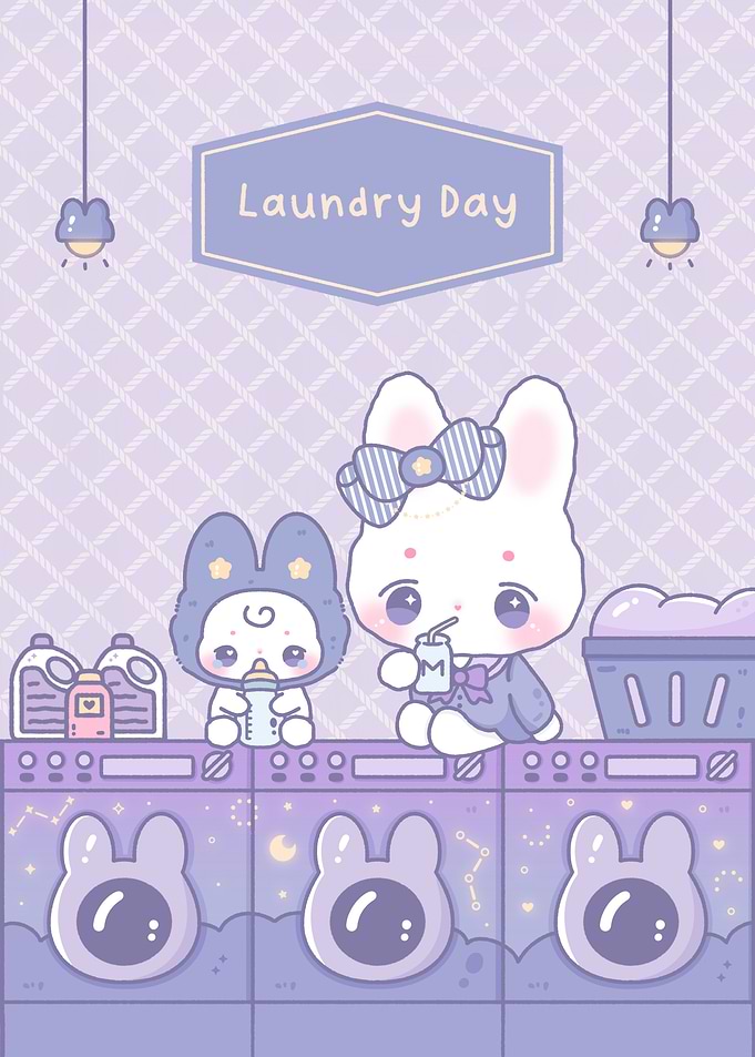 Cute Laundry Day with Bunny Friends